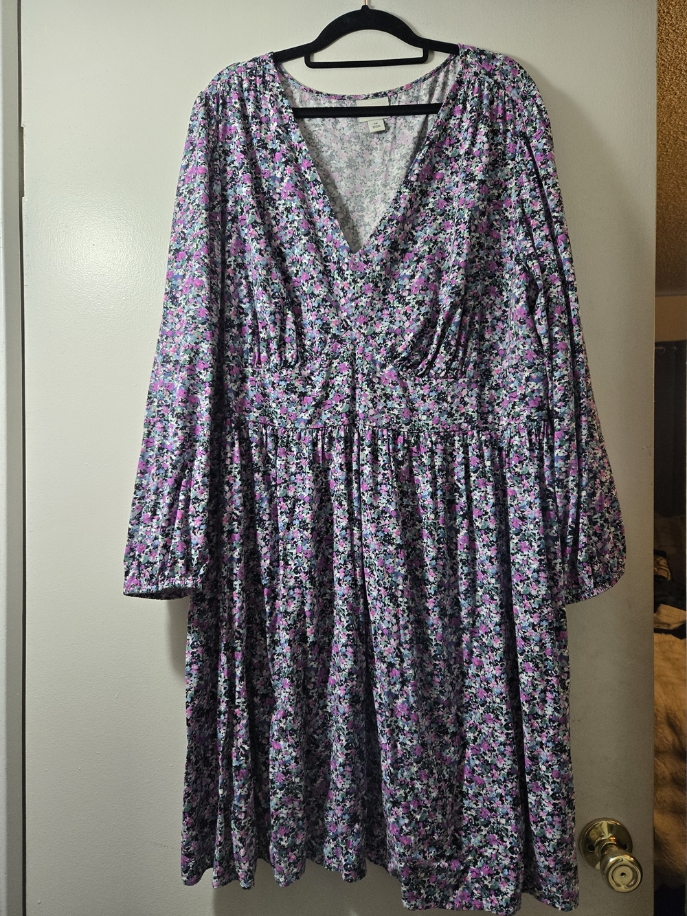 Ava & Viv Purple Floral V-Neck Midi Dress